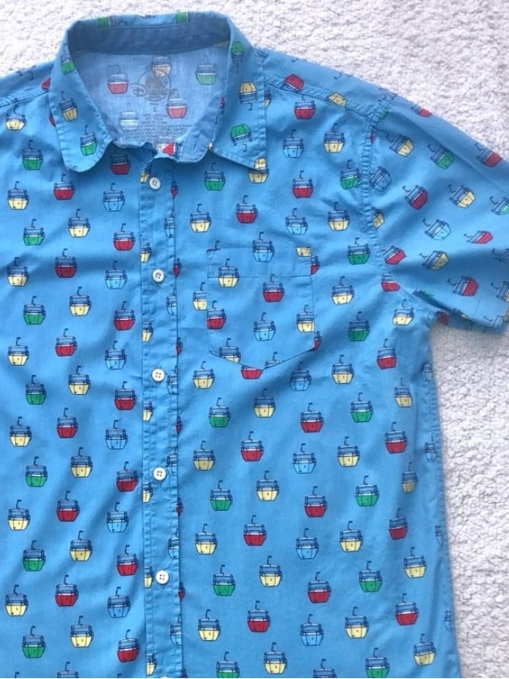 Disney Disneyland Parks shirt skyway bucket print button down men’s small unisex